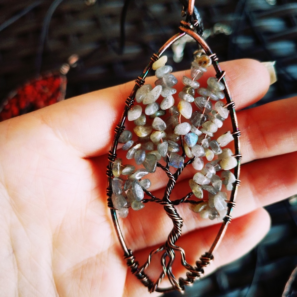 Labradorite Crystal Tree of Life necklace